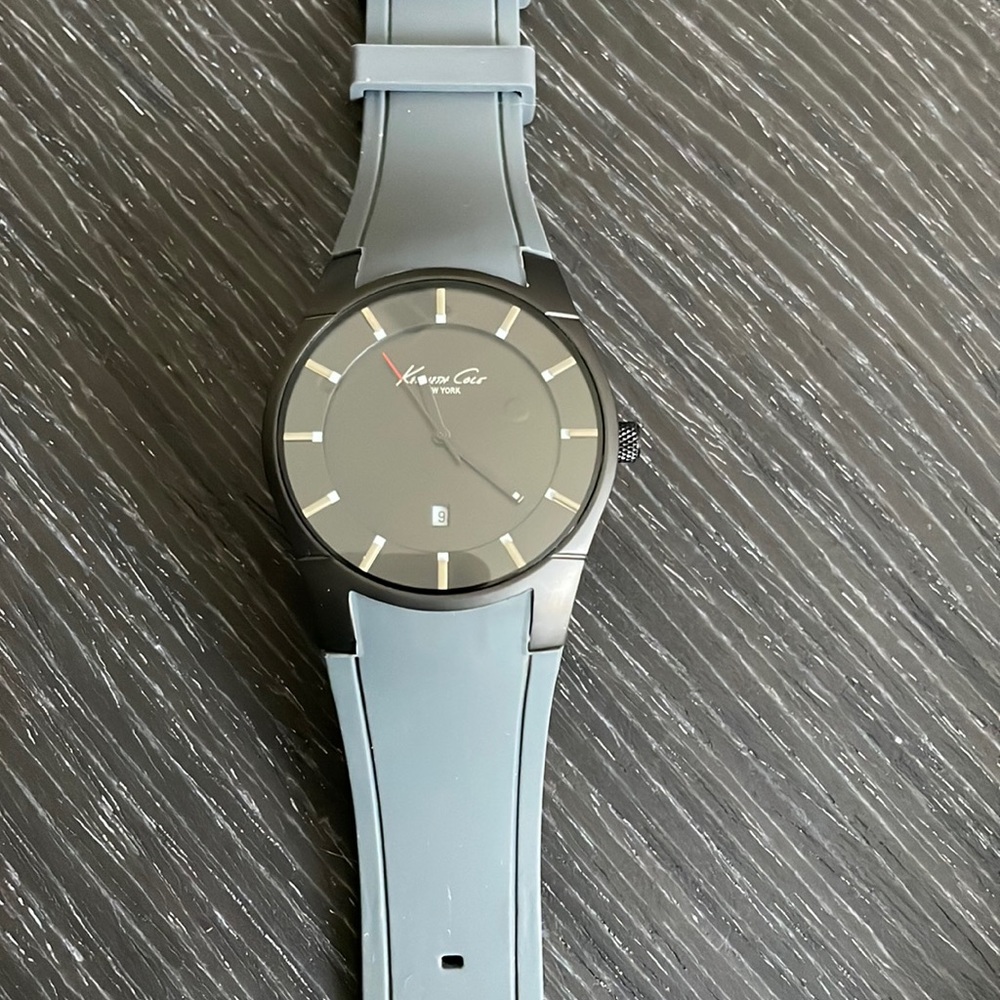 Kenneth Cole Watch, gray band with black face. Never worn